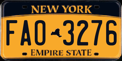 NY license plate FAO3276