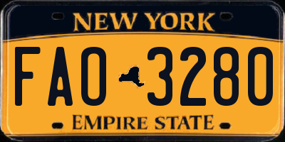 NY license plate FAO3280