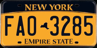 NY license plate FAO3285