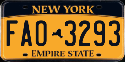 NY license plate FAO3293