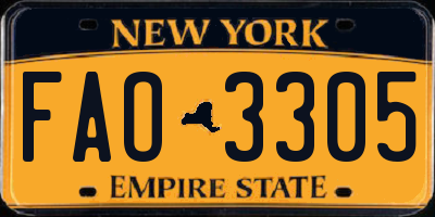 NY license plate FAO3305