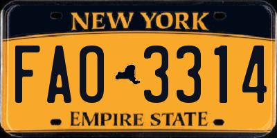 NY license plate FAO3314