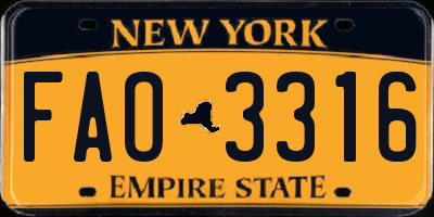 NY license plate FAO3316