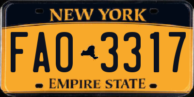 NY license plate FAO3317