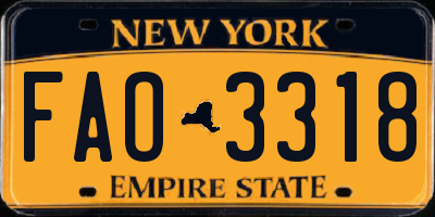 NY license plate FAO3318