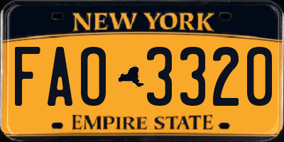 NY license plate FAO3320