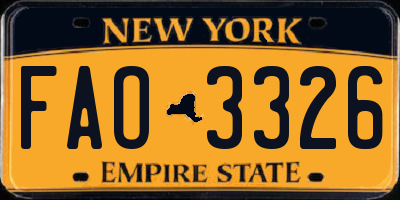 NY license plate FAO3326