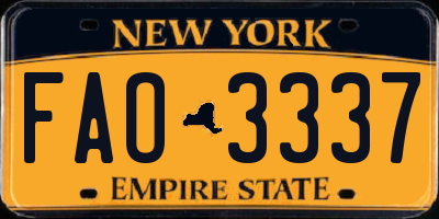 NY license plate FAO3337