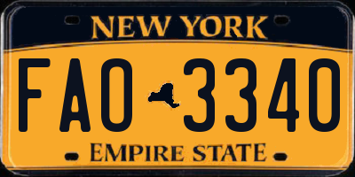 NY license plate FAO3340