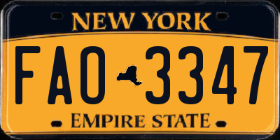 NY license plate FAO3347
