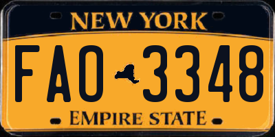 NY license plate FAO3348