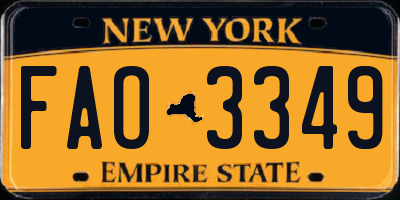 NY license plate FAO3349