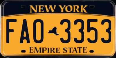 NY license plate FAO3353