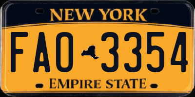 NY license plate FAO3354
