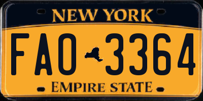 NY license plate FAO3364