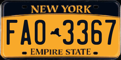 NY license plate FAO3367