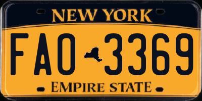 NY license plate FAO3369