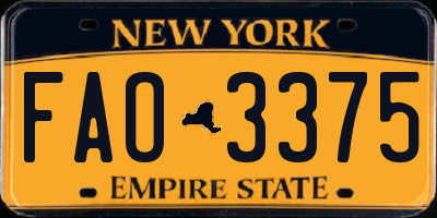 NY license plate FAO3375