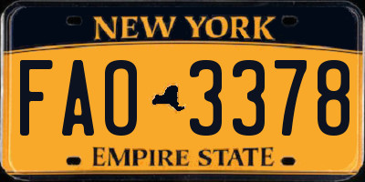 NY license plate FAO3378
