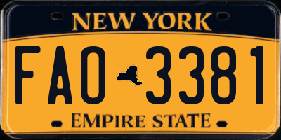 NY license plate FAO3381