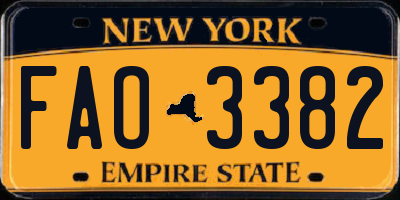 NY license plate FAO3382