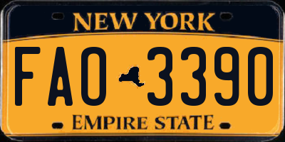 NY license plate FAO3390