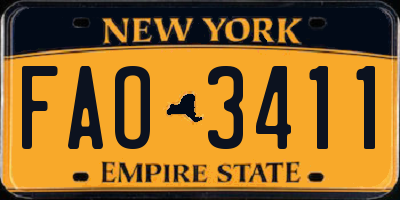 NY license plate FAO3411