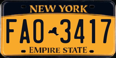 NY license plate FAO3417