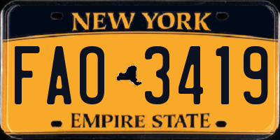 NY license plate FAO3419