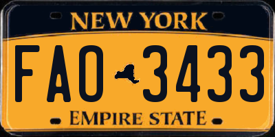 NY license plate FAO3433
