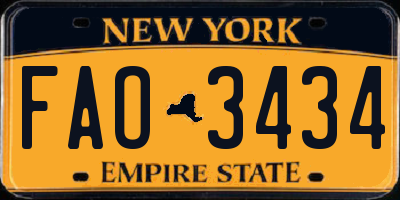 NY license plate FAO3434