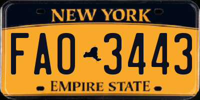 NY license plate FAO3443