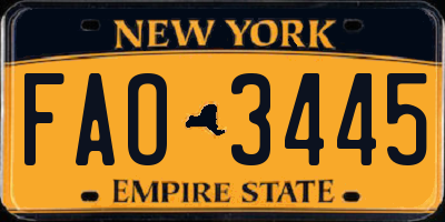 NY license plate FAO3445
