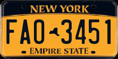 NY license plate FAO3451