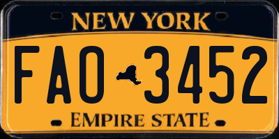 NY license plate FAO3452