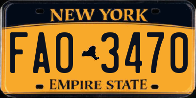 NY license plate FAO3470