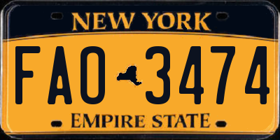 NY license plate FAO3474