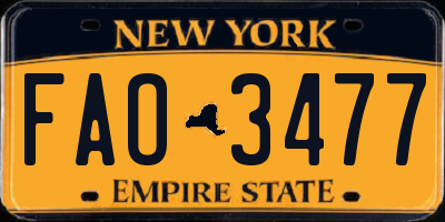 NY license plate FAO3477