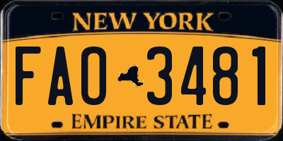 NY license plate FAO3481