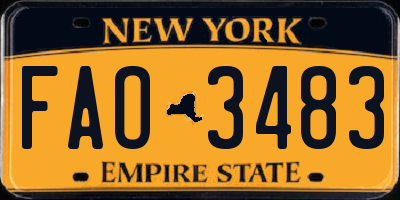 NY license plate FAO3483
