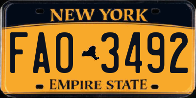 NY license plate FAO3492