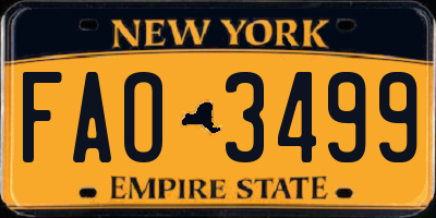 NY license plate FAO3499