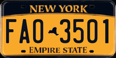 NY license plate FAO3501