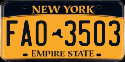 NY license plate FAO3503