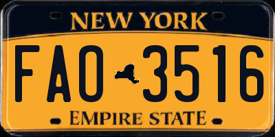 NY license plate FAO3516