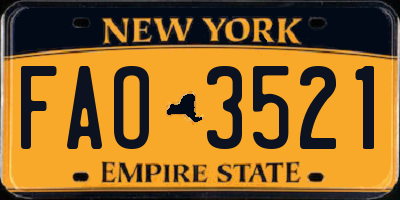 NY license plate FAO3521