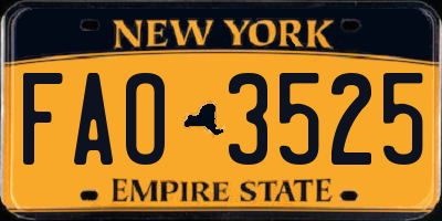 NY license plate FAO3525
