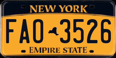NY license plate FAO3526
