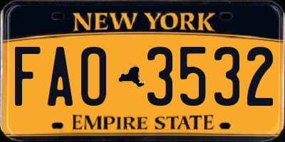 NY license plate FAO3532