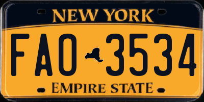 NY license plate FAO3534
